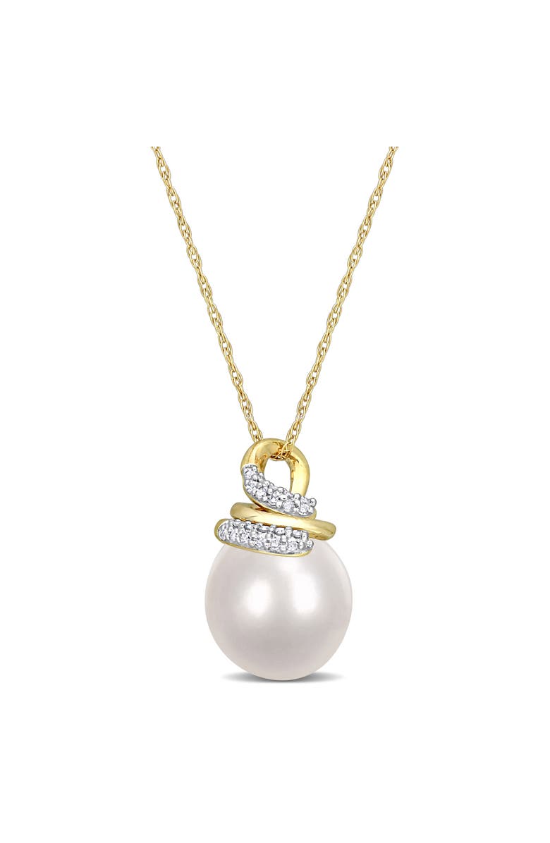 Julianna B. Cultured Pearl & Diamond Swirl Necklace, Main, color, South Sea Pearl/10K Gold