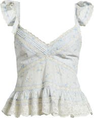LoveShackFancy Lainie Floral Lace Peplum Camisole