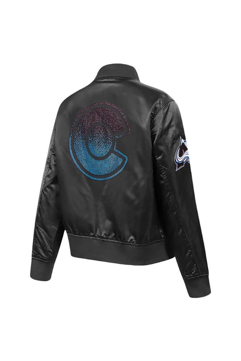 Women's Pro Standard  Black Colorado Avalanche Rhinestone Jewels Satin Full-Snap Jacket, Alternate, color, Black