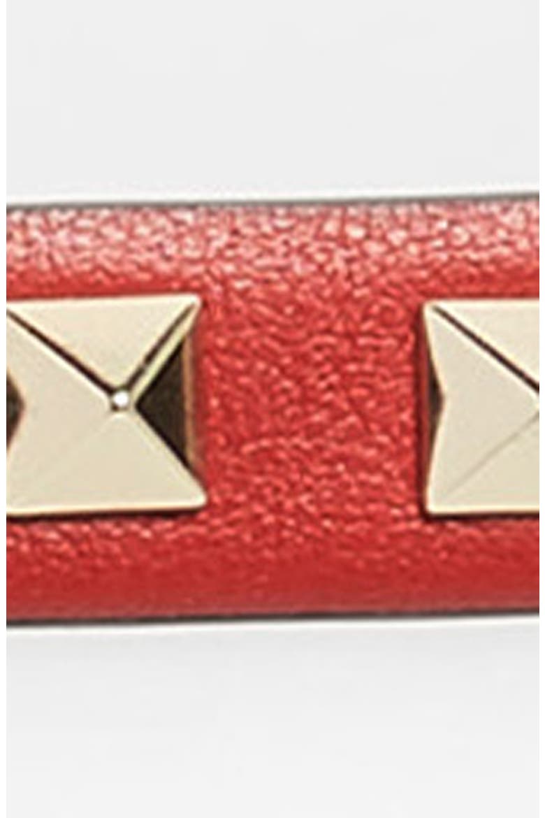 Rockstud Leather Belt, Alternate, color, RED