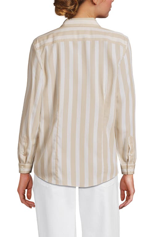 Lands' End No Iron Supima Cotton Long Sleeve Shirt In Brown
