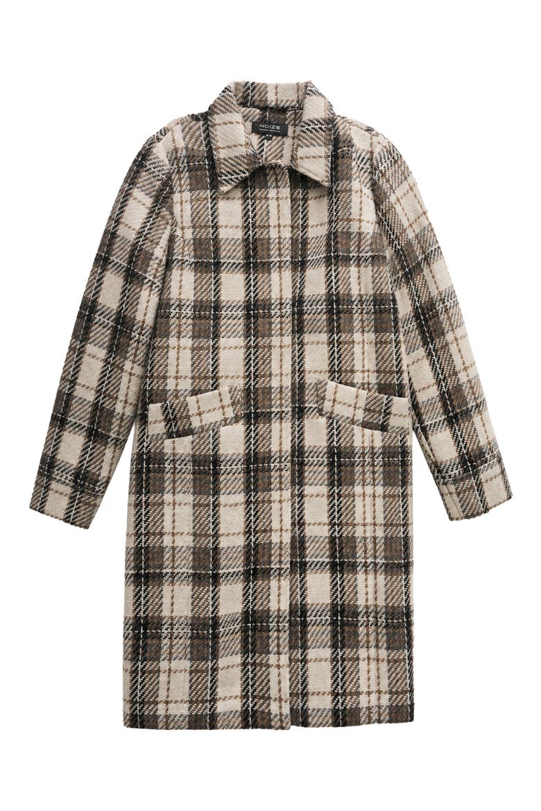 Wallis Plaid Faux Wool Coat, Alternate, color, BEIGE