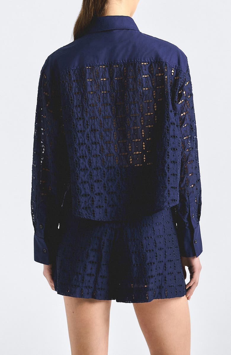 Derek Lam 10 Crosby Boswell Eyelet Lace Shorts, Alternate, color, Navy