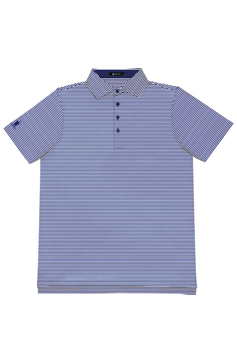 Castle Golf Stripe Yarn-Dye Performance Polo Shirt, Main, color, Navy/White