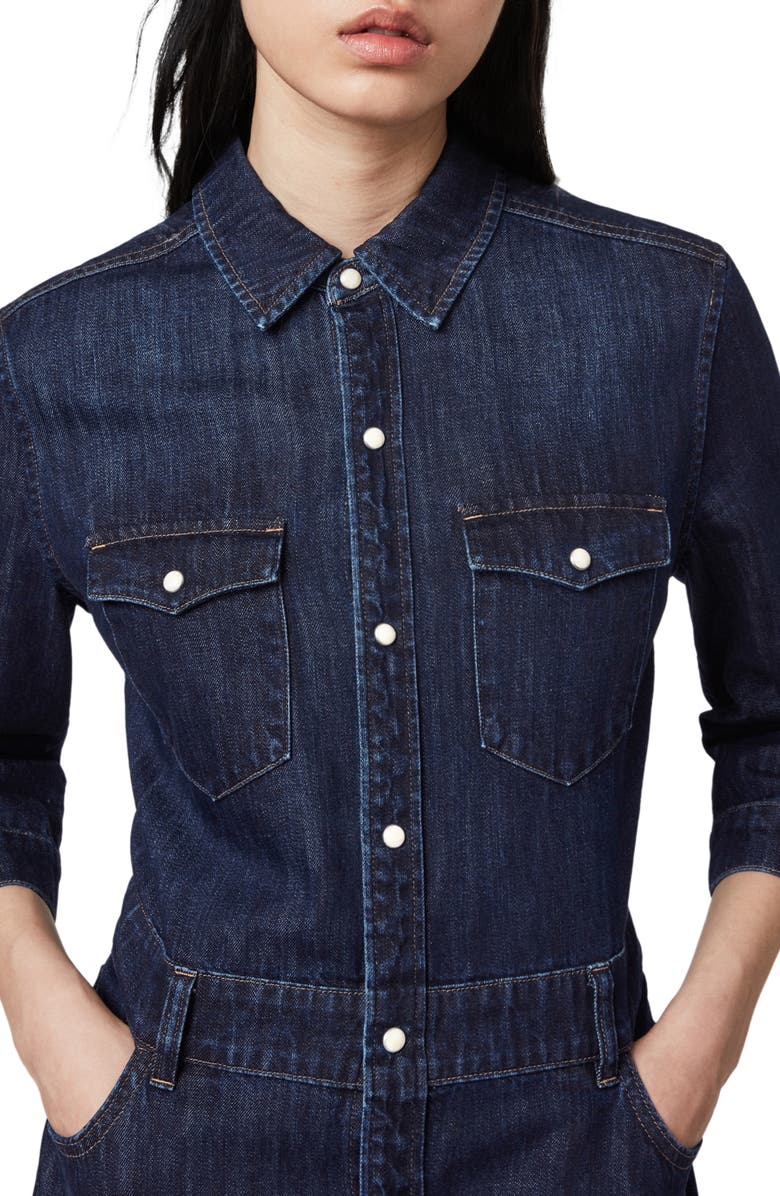 AllSaints Polly Denim Midi Dress, Alternate, color, 