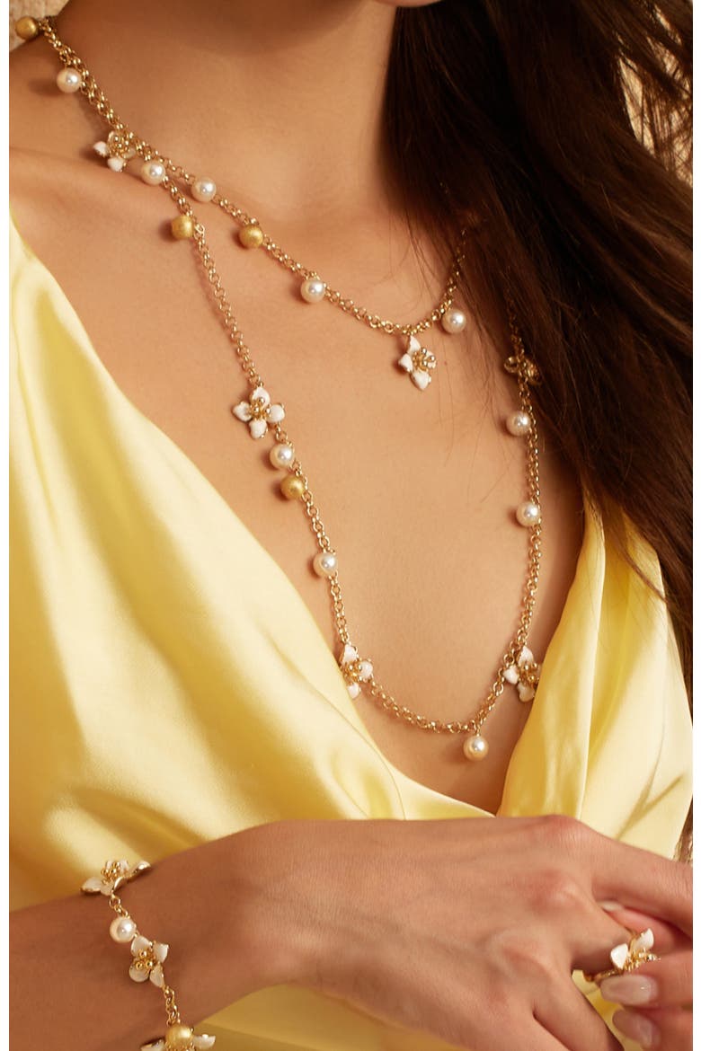Iris Blossom Necklace, Alternate, color, White & Gold