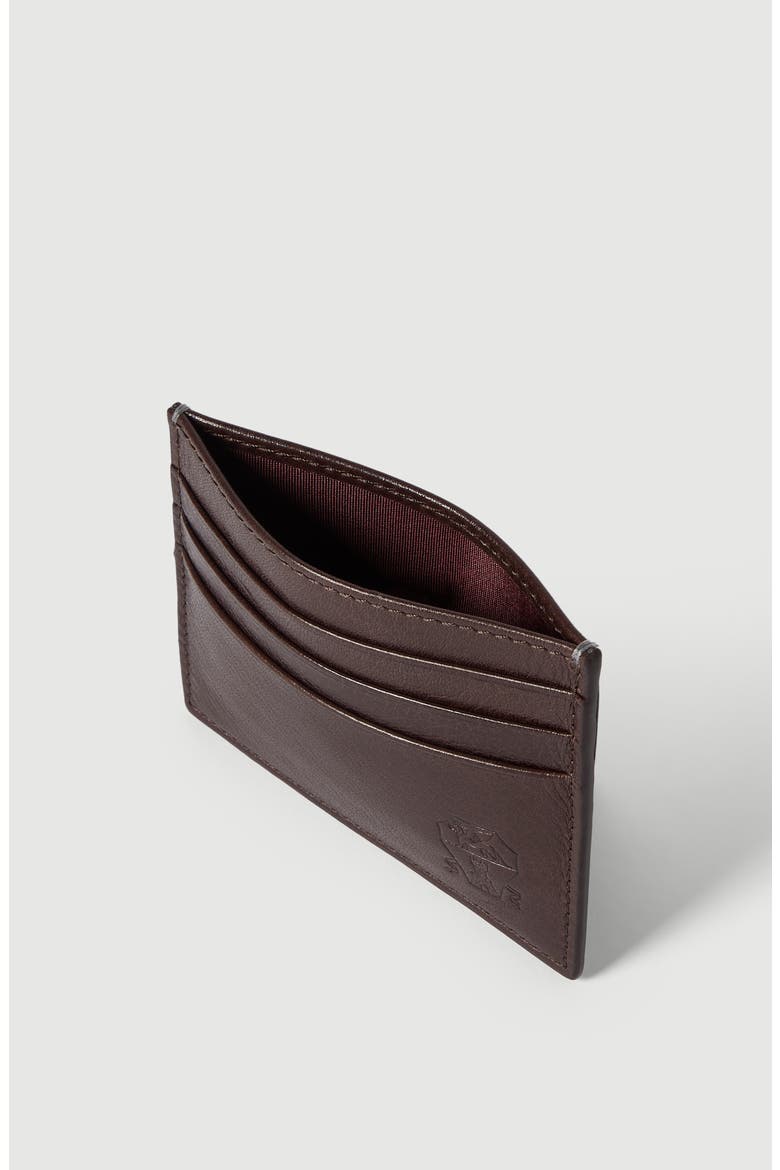 Brushed leather card holder, Alternate, color, Brown