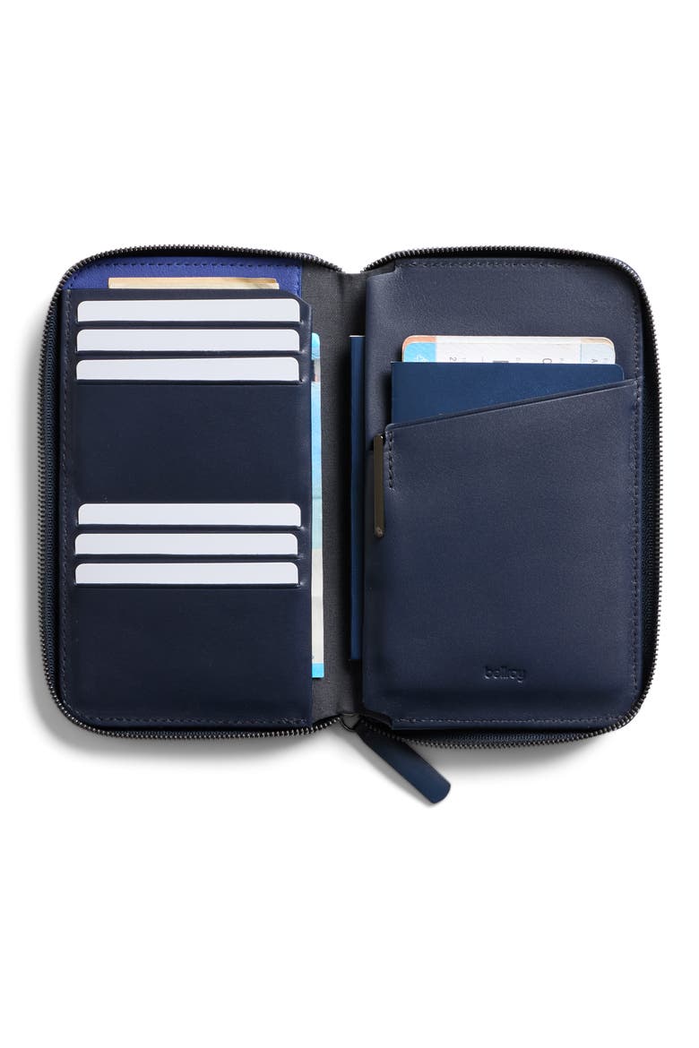 Leather RFID Travel Folio, Alternate, color, NAVY