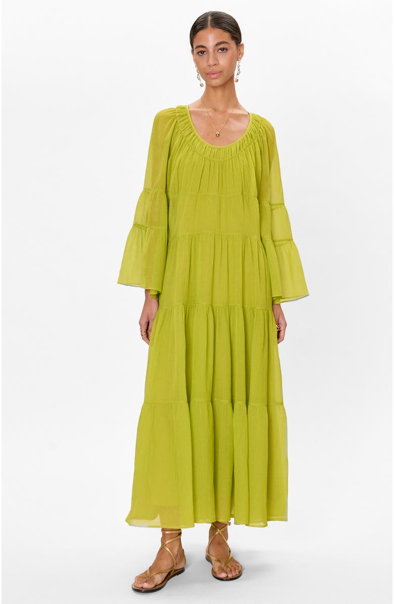 Rebecca Taylor Skye Tiered Dress, Main, color, Pear Green