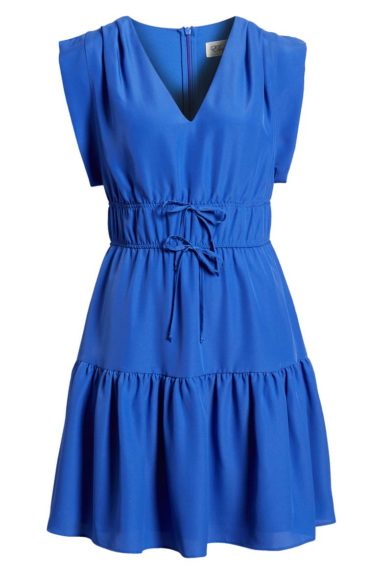 Obi Gathered Tie Waist Dress, Alternate, color, COBALT