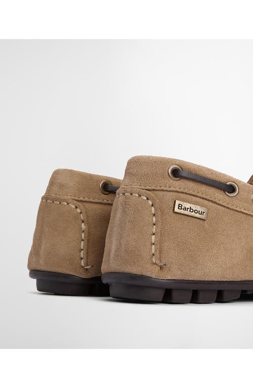 Barbour Courage Driving Shoe In Taupe Suede