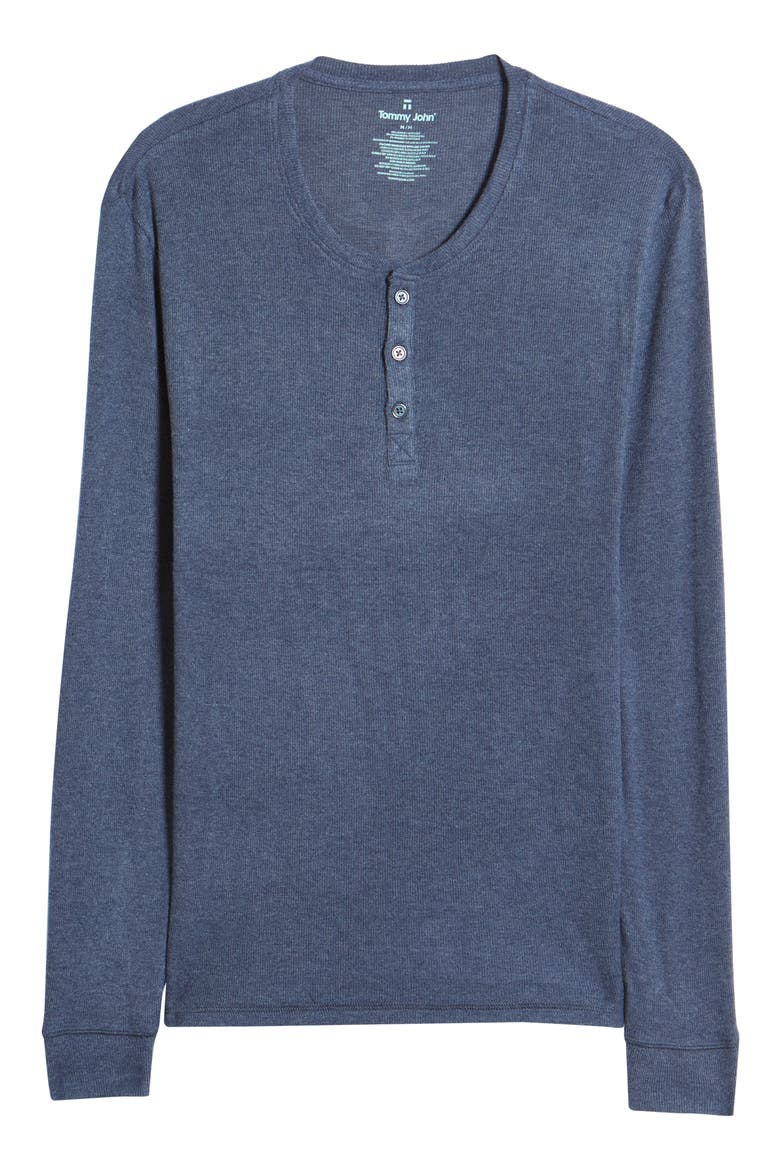 Long Sleeve Henley Lounge Shirt, Alternate, color, DRESS BLUES HEATHER