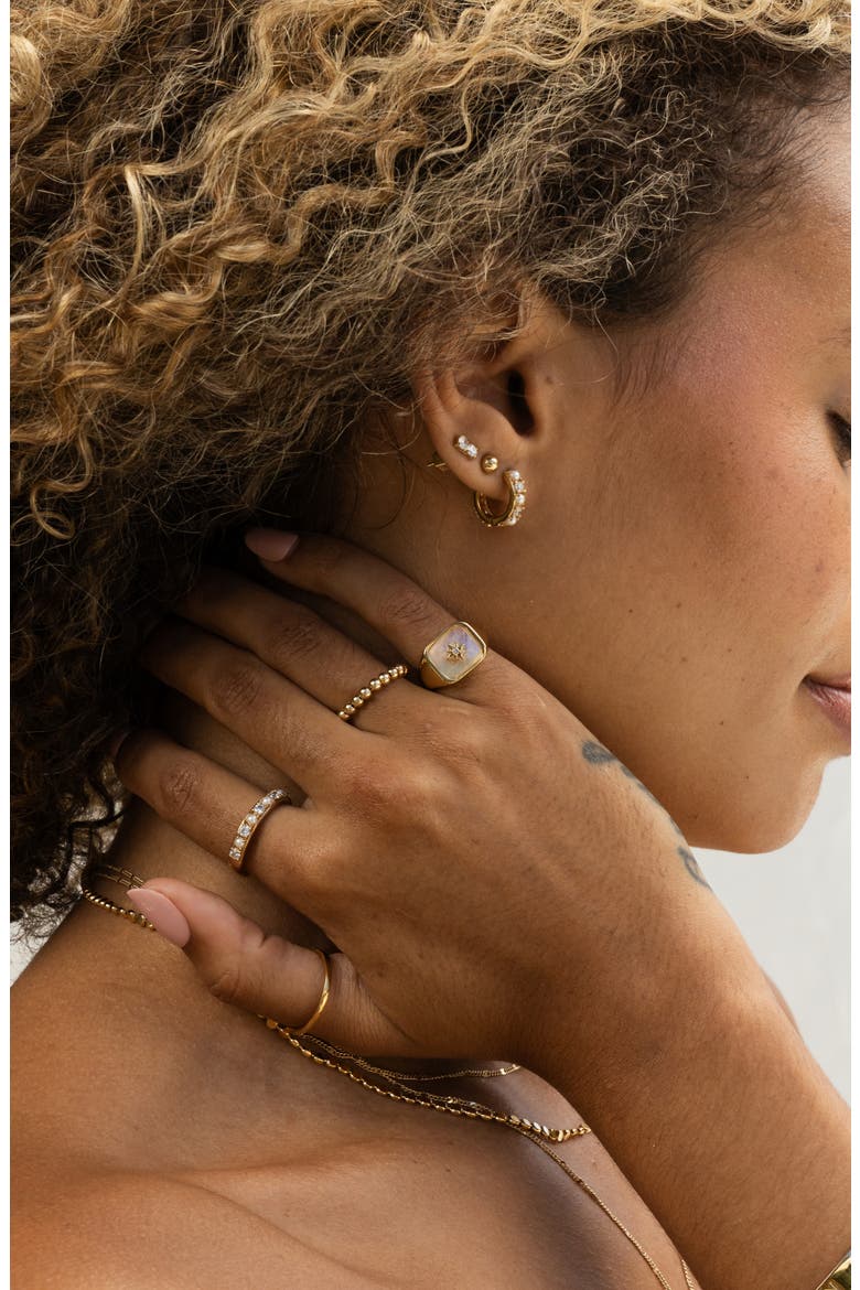 Wendy Freshwater Pearl Huggie Earrings, Alternate, color, GOLD