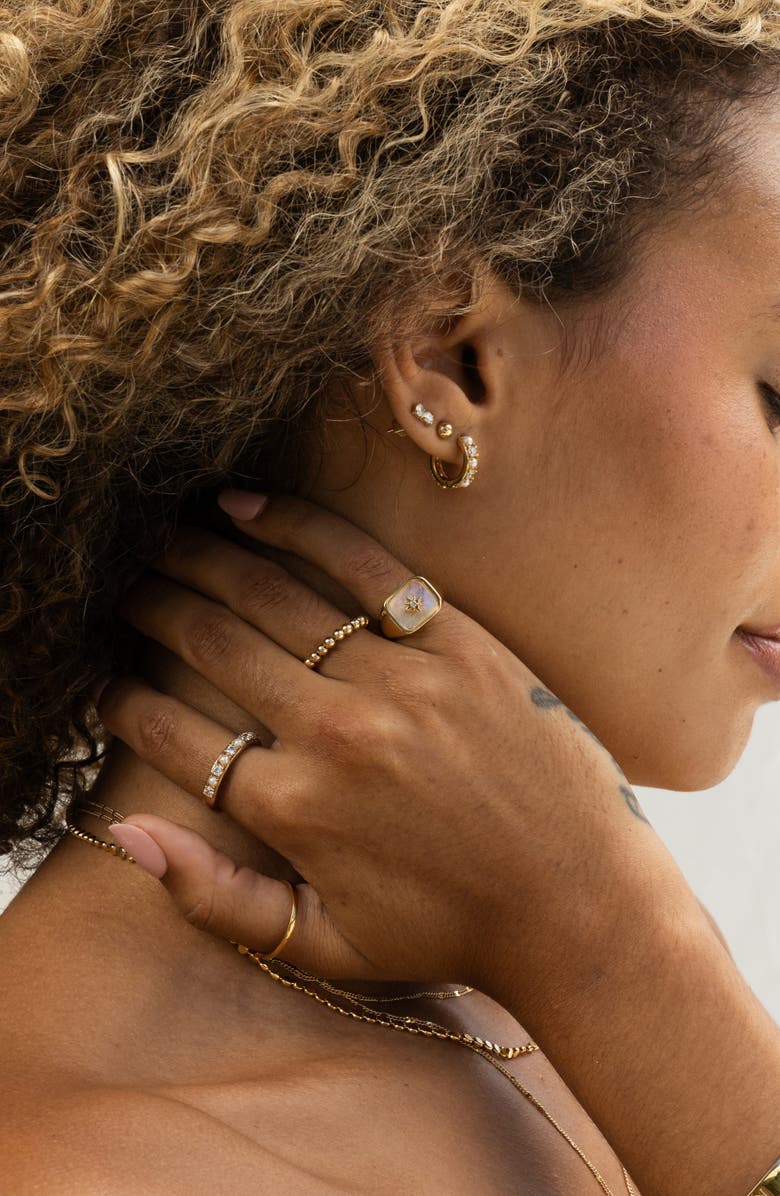 MIRANDA FRYE Wendy Freshwater Pearl Huggie Earrings, Alternate, color, Gold