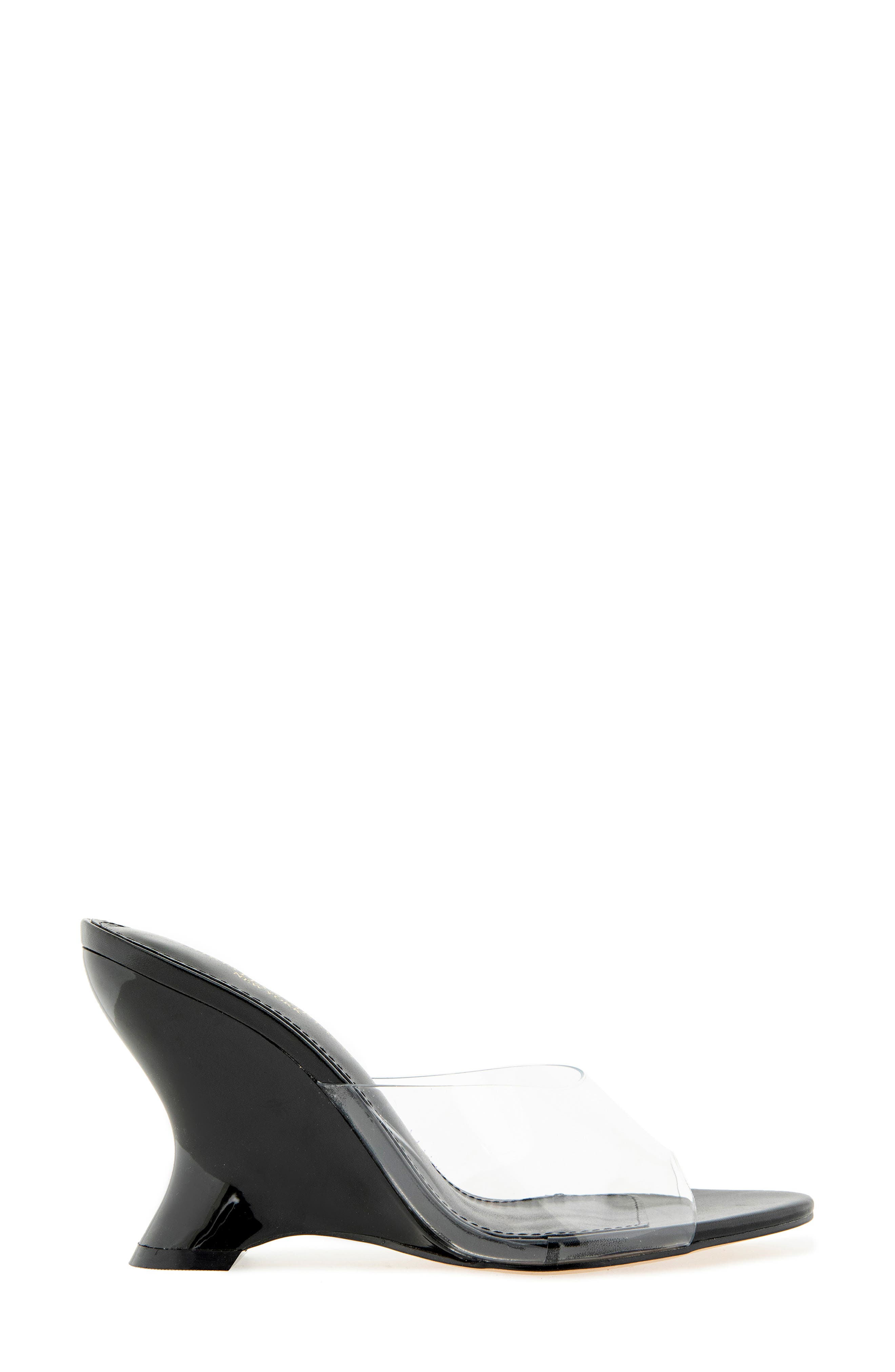 Tabby Wedge Sandal, Alternate, color, CLEAR/ BLACK