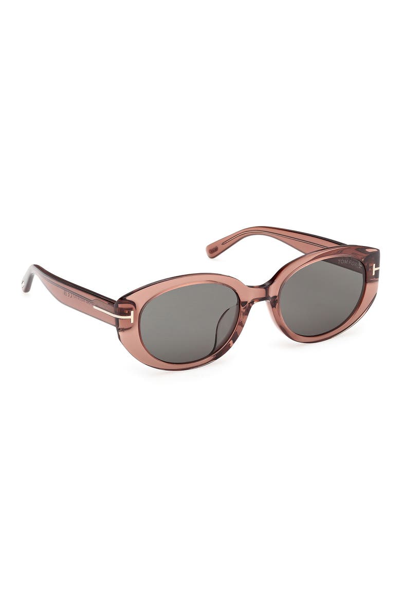 54mm Oval Sunglasses, Alternate, color, SHINY DARK BROWN / SMOKE