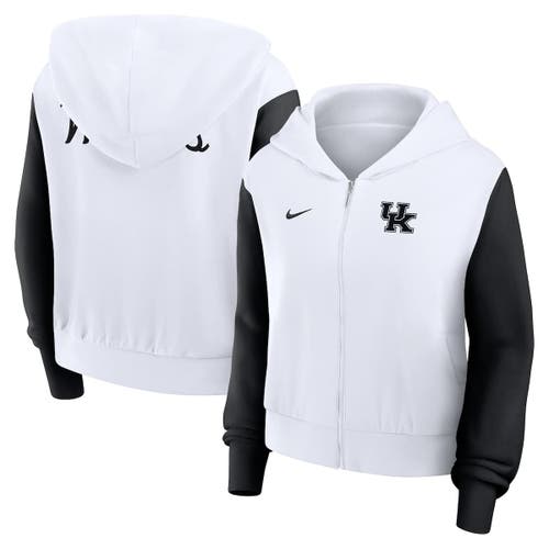 Nike White Kentucky Wildcats Cropped Beyond Capability Color-block Script Full-zip Hoodie