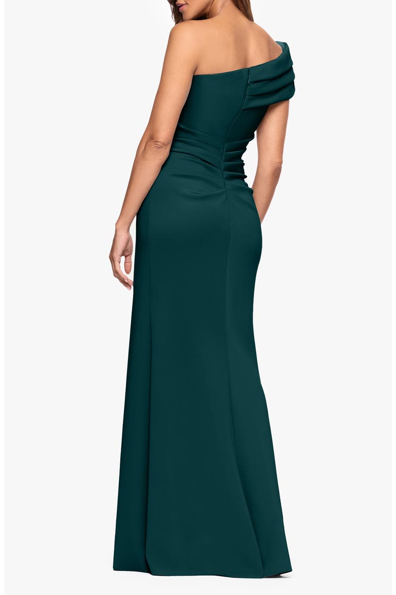 One-Shoulder Knit Gown, Alternate, color, HUNTER