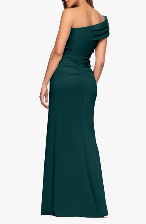 Xscape Evenings One-shoulder Knit Gown In Green