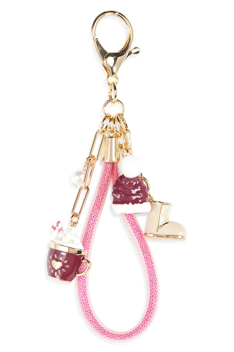 Cozy Cluster Bag Charm, Main, color, PINK MULTI- GOLD