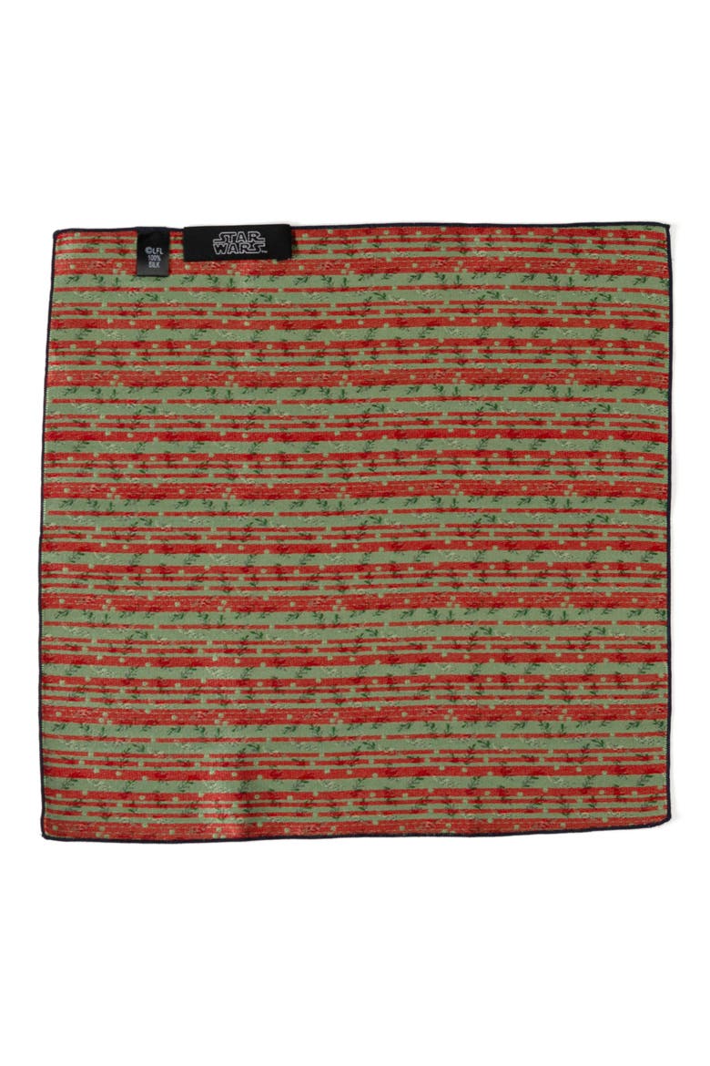Grogu Holiday Navy Silk Pocket Square, Alternate, color, BLACK