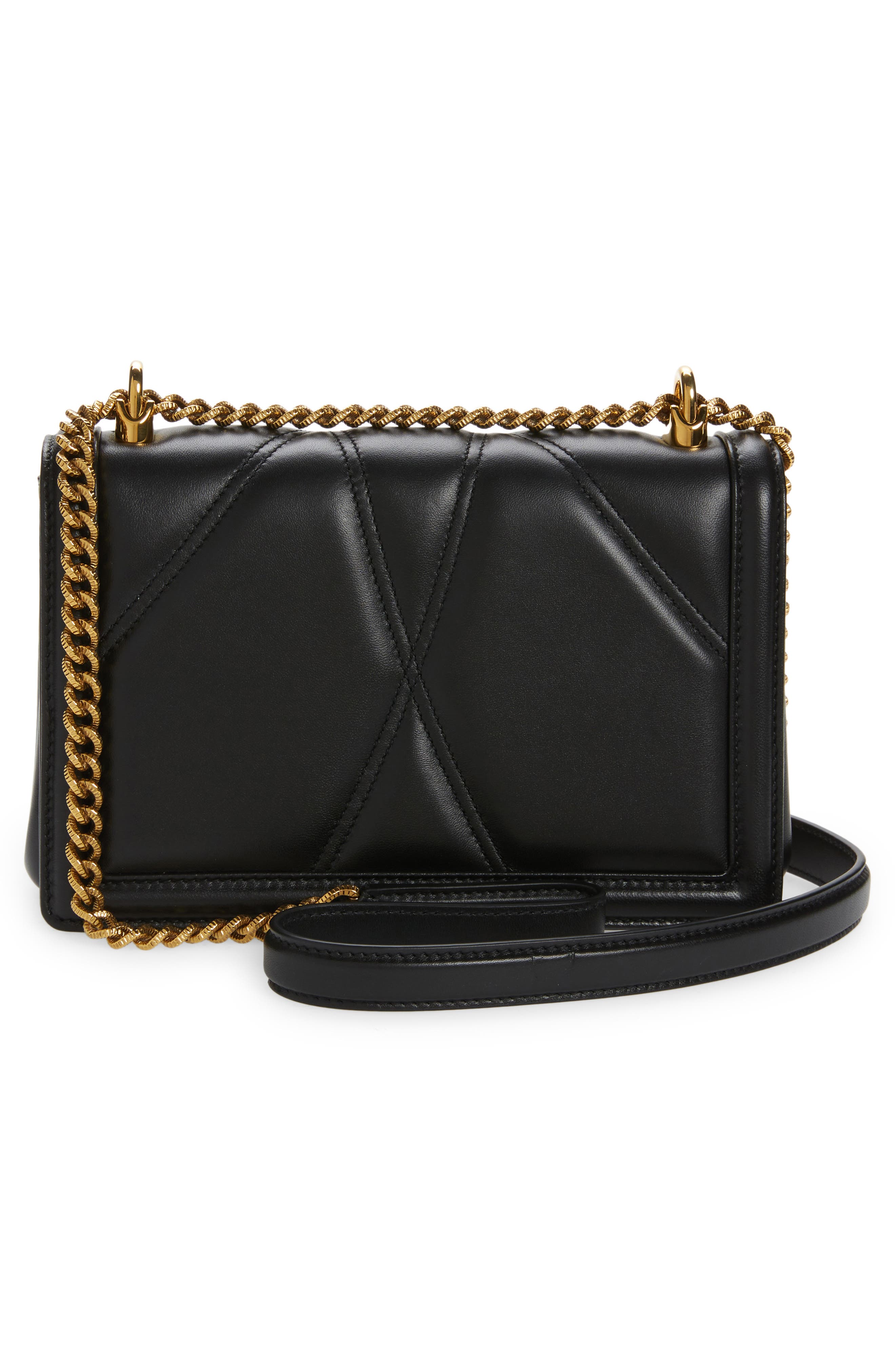 Dolce&Gabbana Devotion Logo Heart Lambskin Crossbody Bag, Alternate, color, 80999 Black