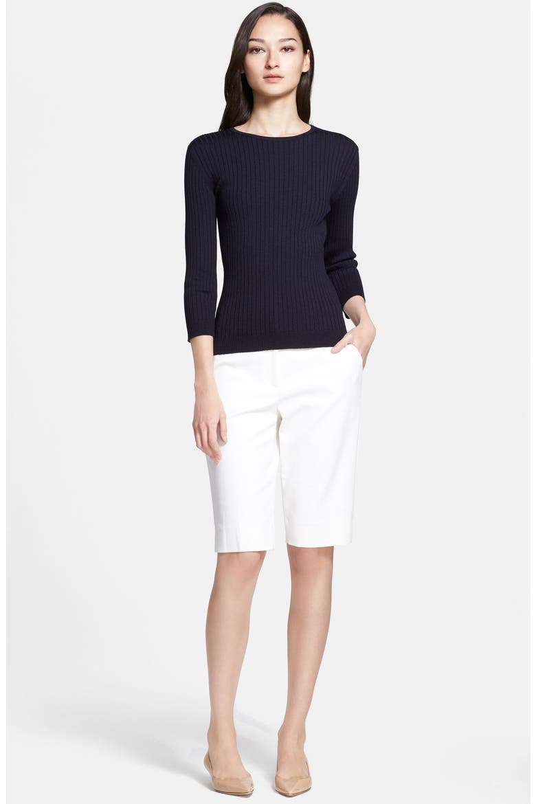 'Emma' Micro Ottoman Bermuda Shorts, Alternate, color, CREAM