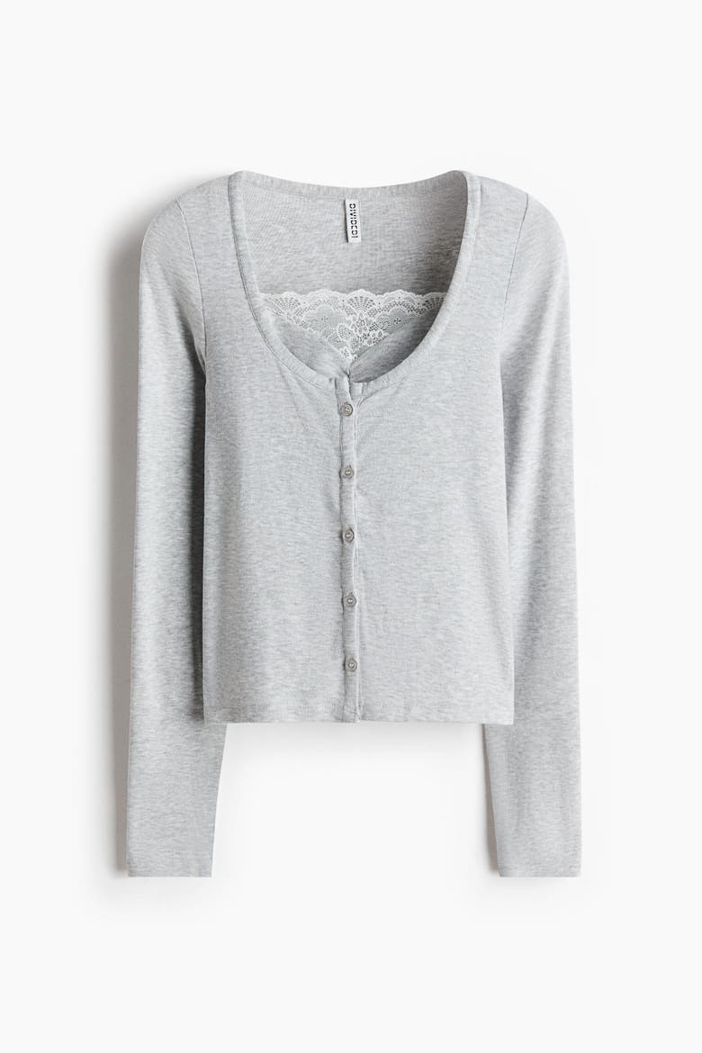 2-piece Cardigan And Top Set, Alternate, color, Light gray melange