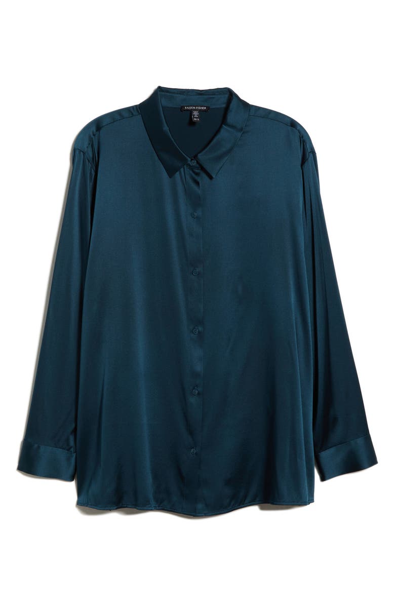Eileen Fisher Classic Collar Stretch Silk Shirt, Alternate, color,