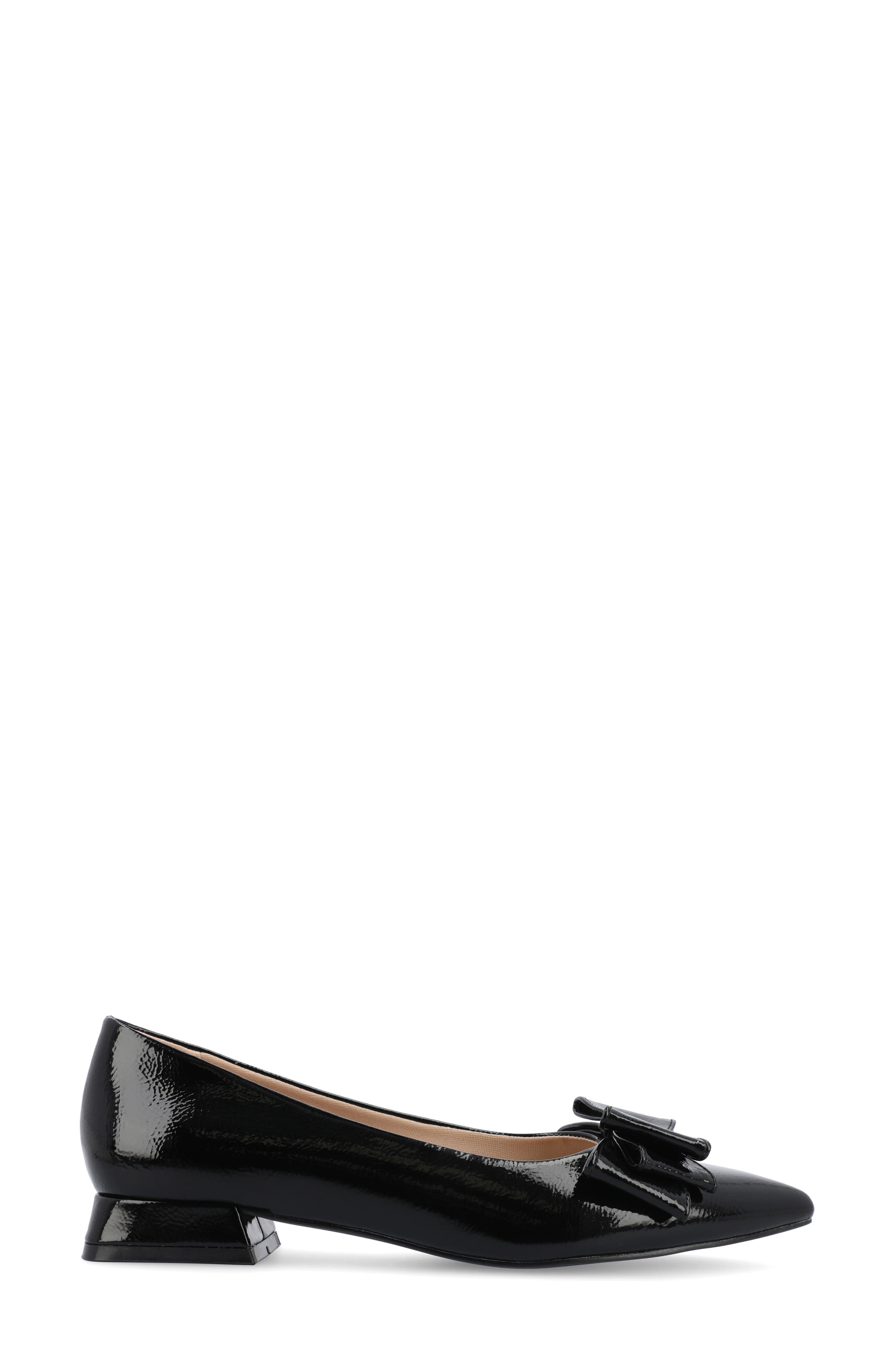 Ophelia Bow Pointed Toe Flat, Alternate, color, BLACK PATENT