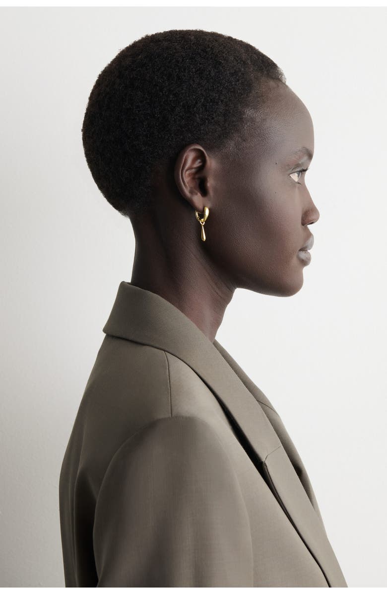 COS Mismatched Teardrop Pearl Hoop Earrings, Alternate, color, Gold