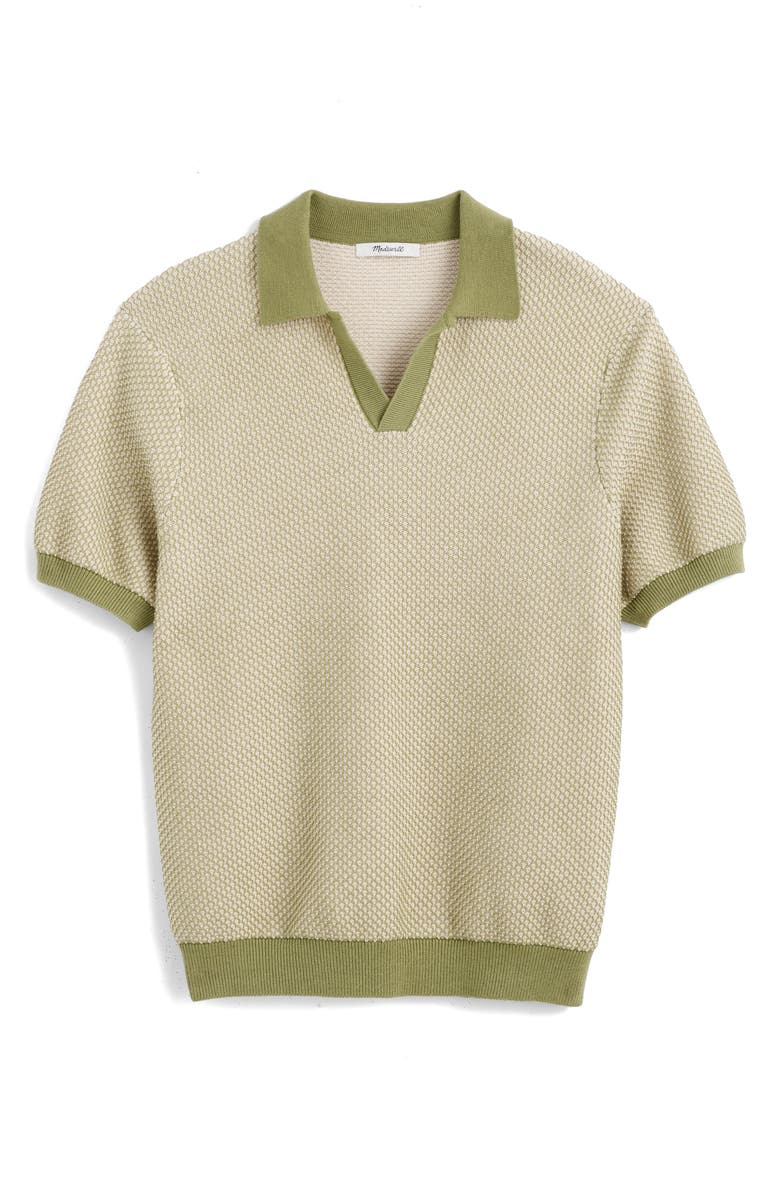 Madewell Honeycomb Stitch Johnny Collar Sweater Polo, Alternate, color, Olive