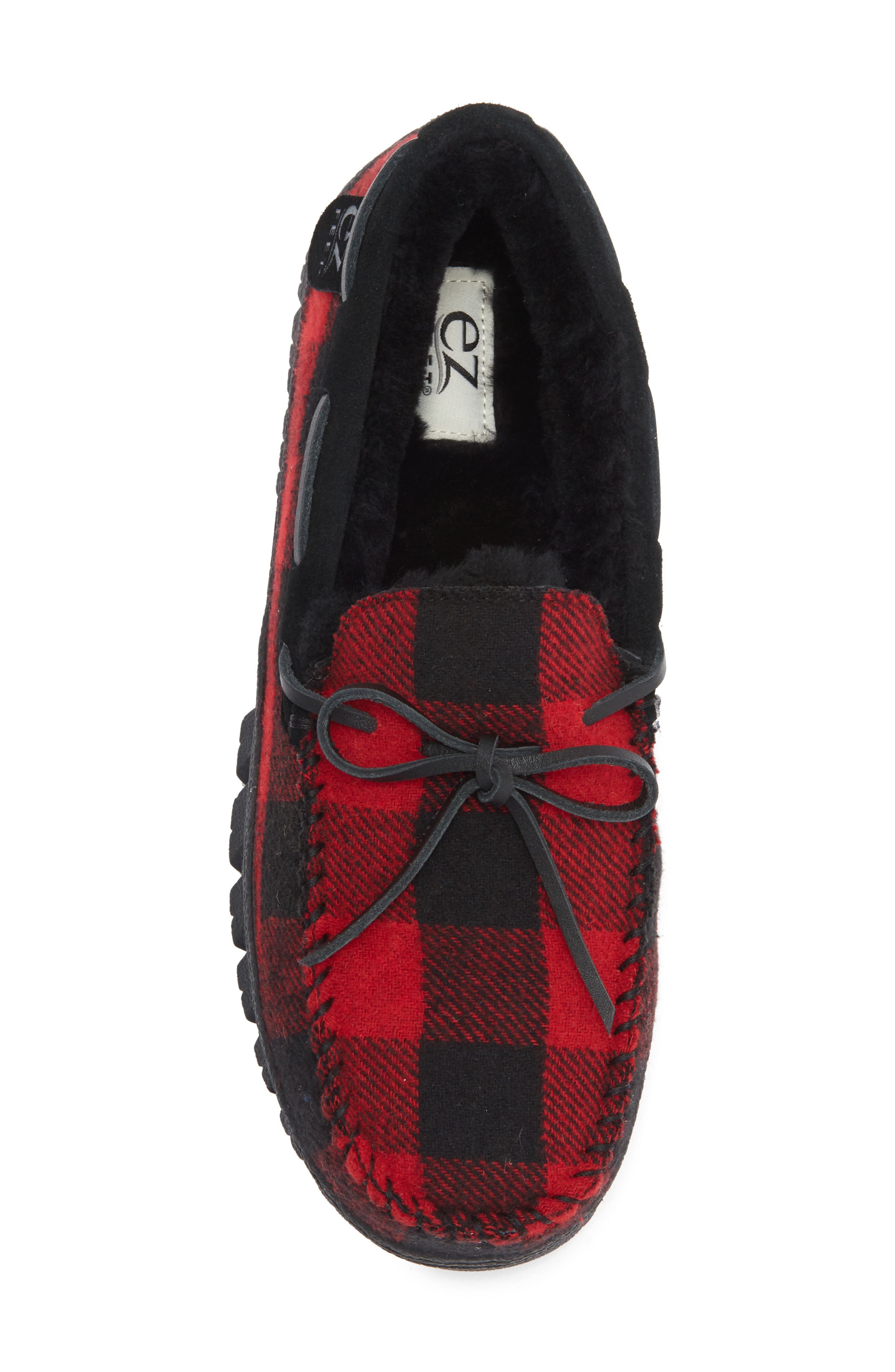 EZ Feet Fleece Lined Slipper, Alternate, color, Red/ Black Buffalo Check