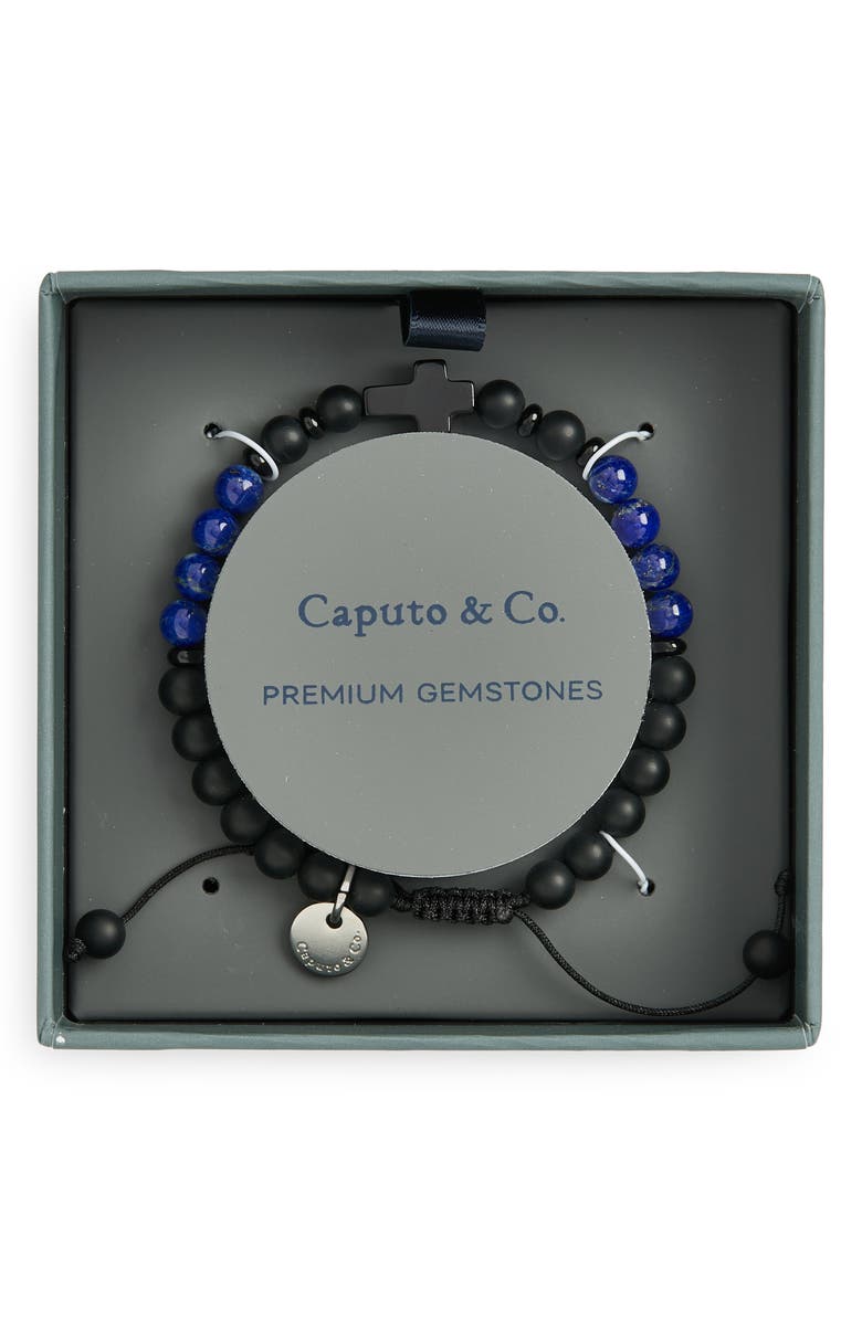 Caputo & Co. Cross Beaded Bracelet, Main, color, Black Onyx