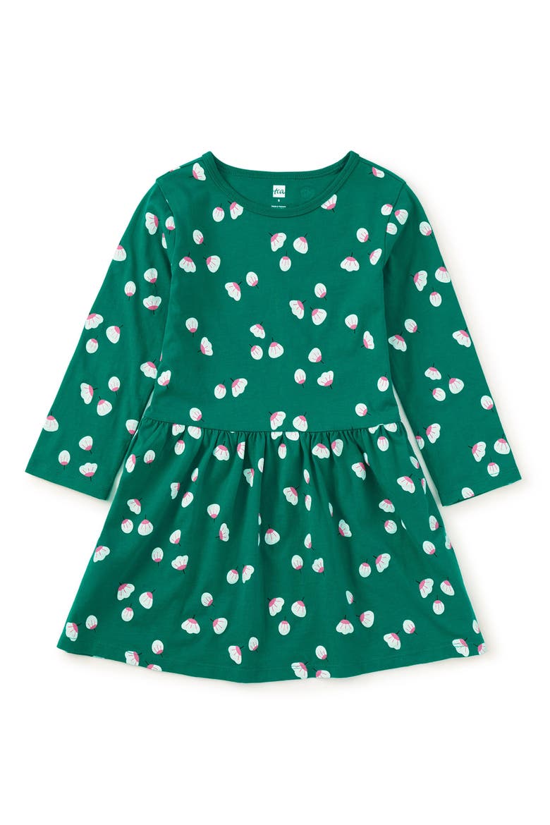 Long Sleeve Skirted Dress, Main, color, Fan Floral