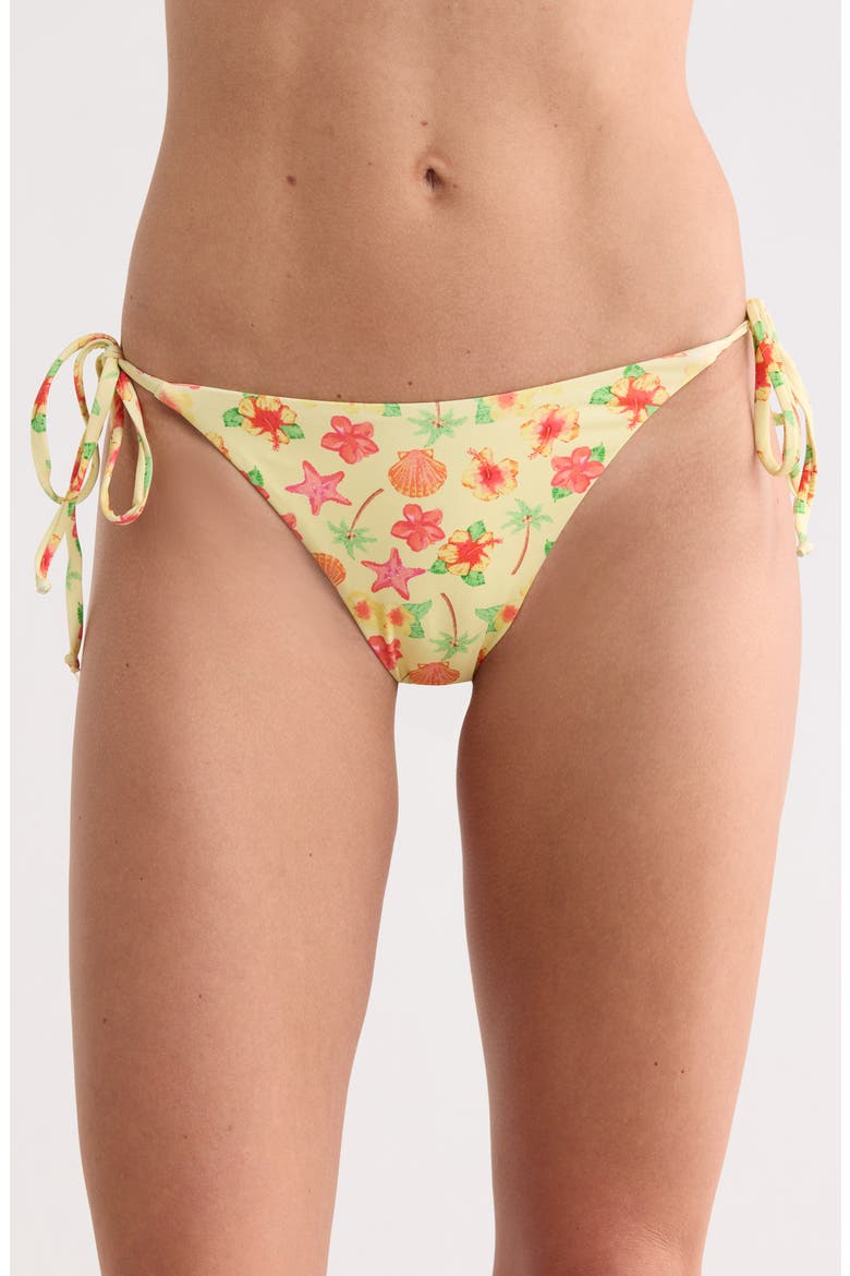 Mia Side Tie Bikini Bottoms, Main, color, SUNSHINE HIBISCUS