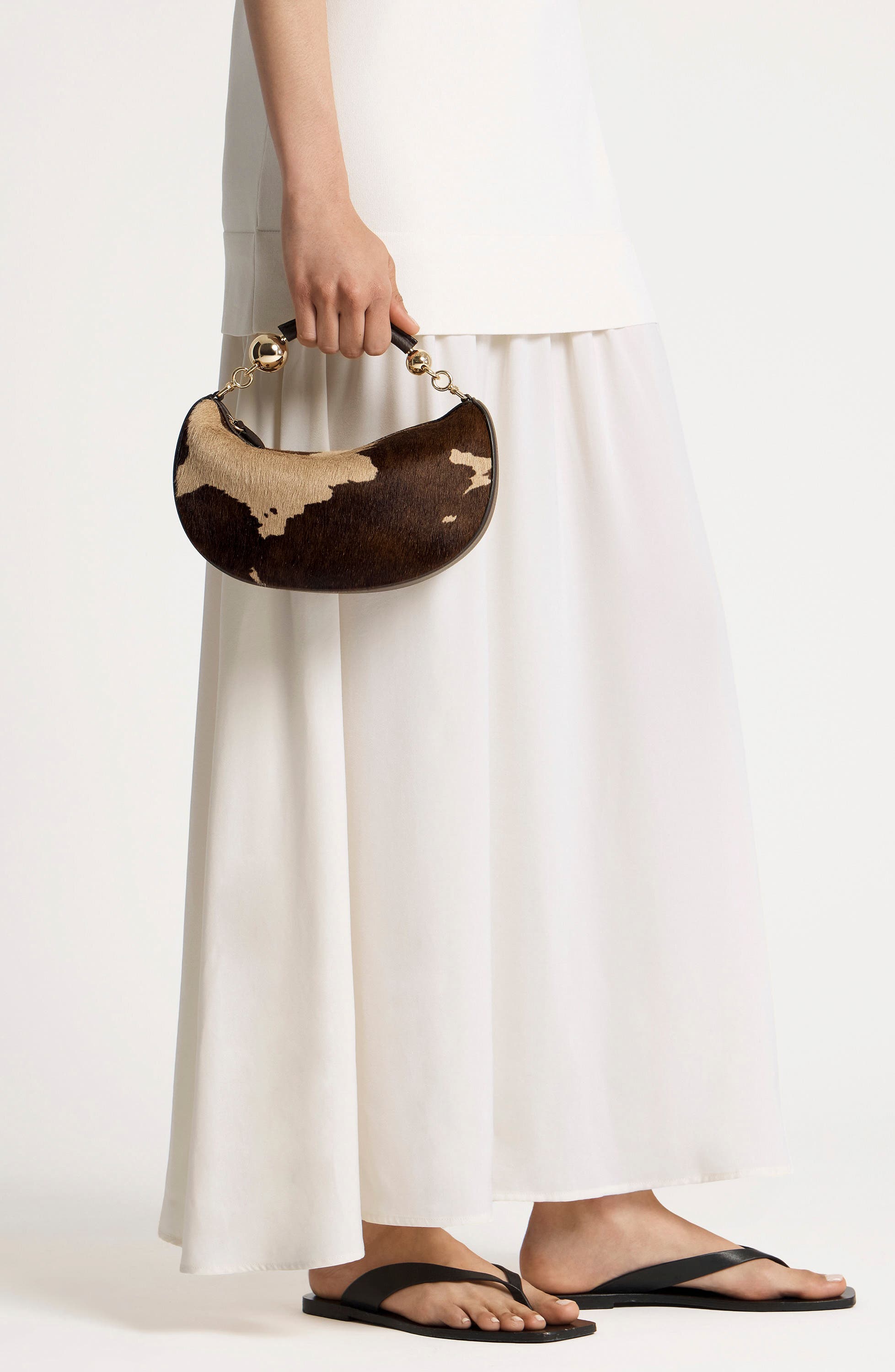 Mini Crescent Moon Genuine Calf Hair Shoulder Bag, Alternate, color, PRINTED SPOT