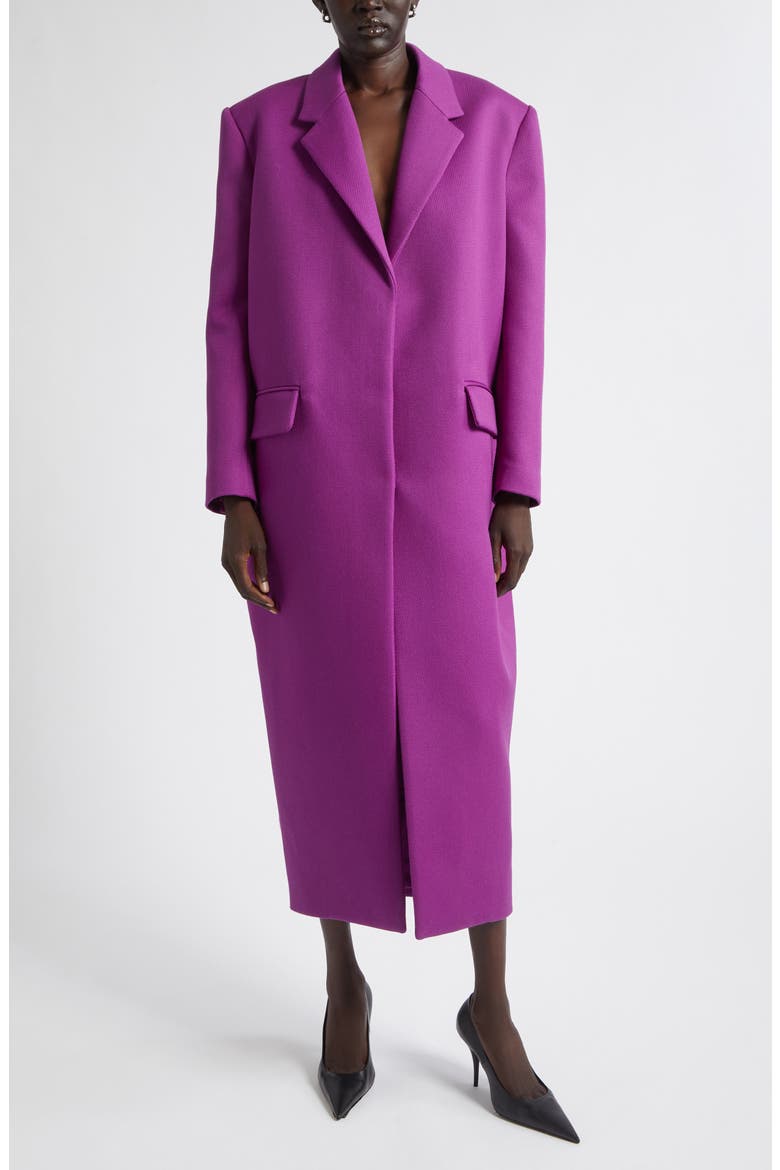 Wool Gabardine Long Sack Coat, Main, color, 5100 DARK PURPLE