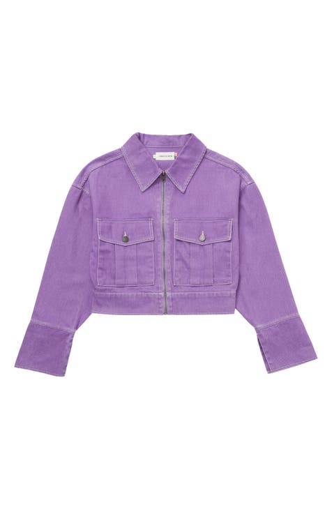 Purple jean jacket womens best sale