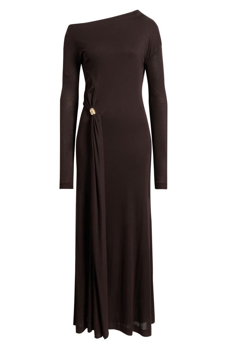 BOSS Evargo One-Shoulder Long Sleeve Gown, Alternate, color, Soft Vermillion