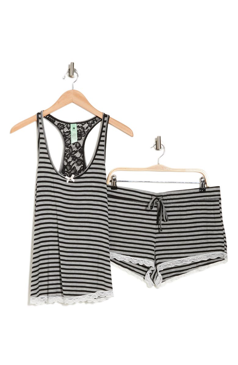 Honeydew Intimates Short Pajamas, Alternate, color, Black Stripe