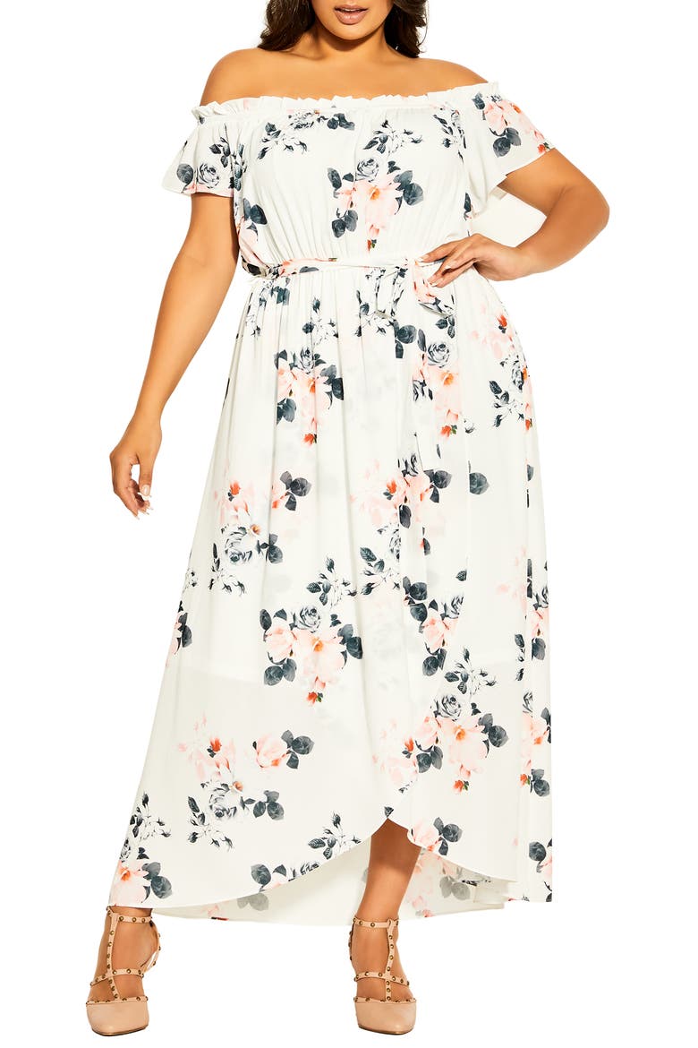 Lotus Tie Off the Shoulder Dress, Main, color, IV LOTUS LUST