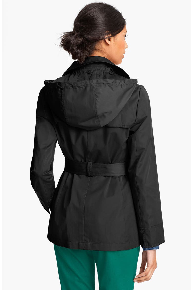 Short Trench Coat (Nordstrom Exclusive), Alternate, color, BLACK