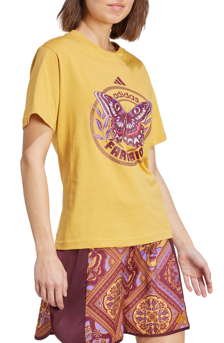 ADIDAS X FARM RIO Butterfly Cotton Graphic T-Shirt, Alternate, color, Corn Gold