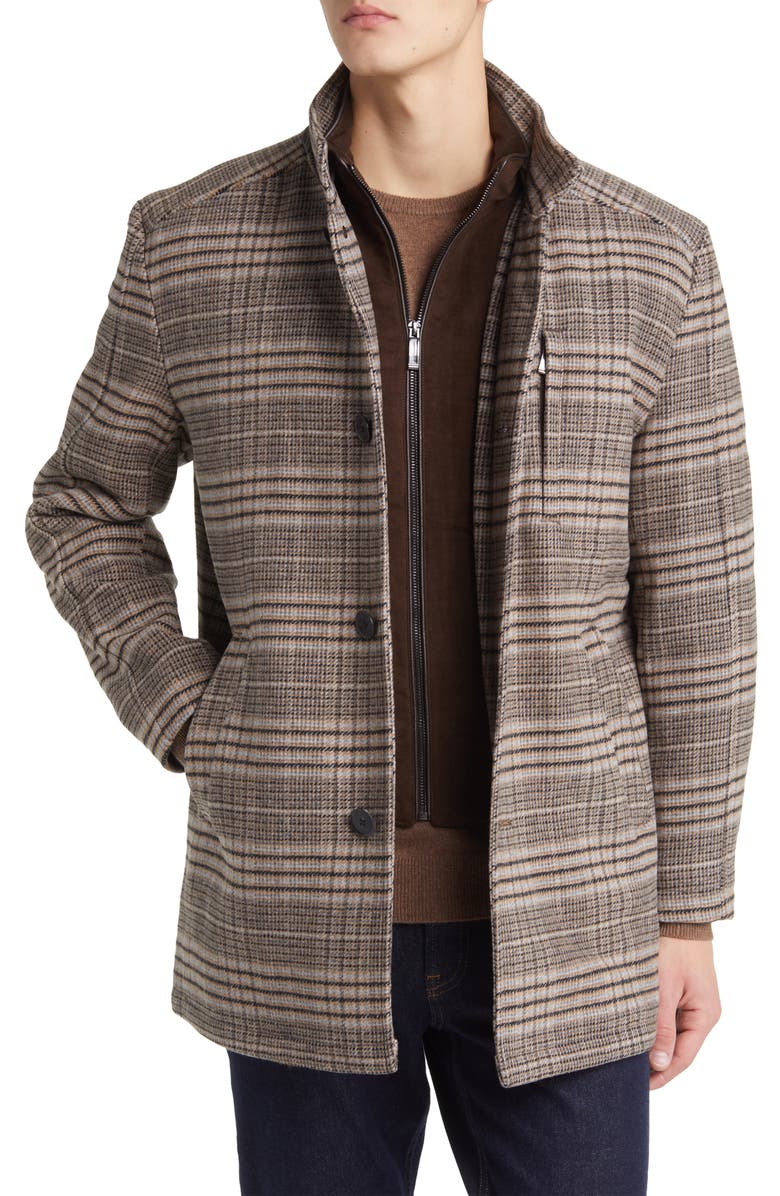 Johnston & Murphy Upton Bib Insert Wool Blend Car Coat, Main, color,