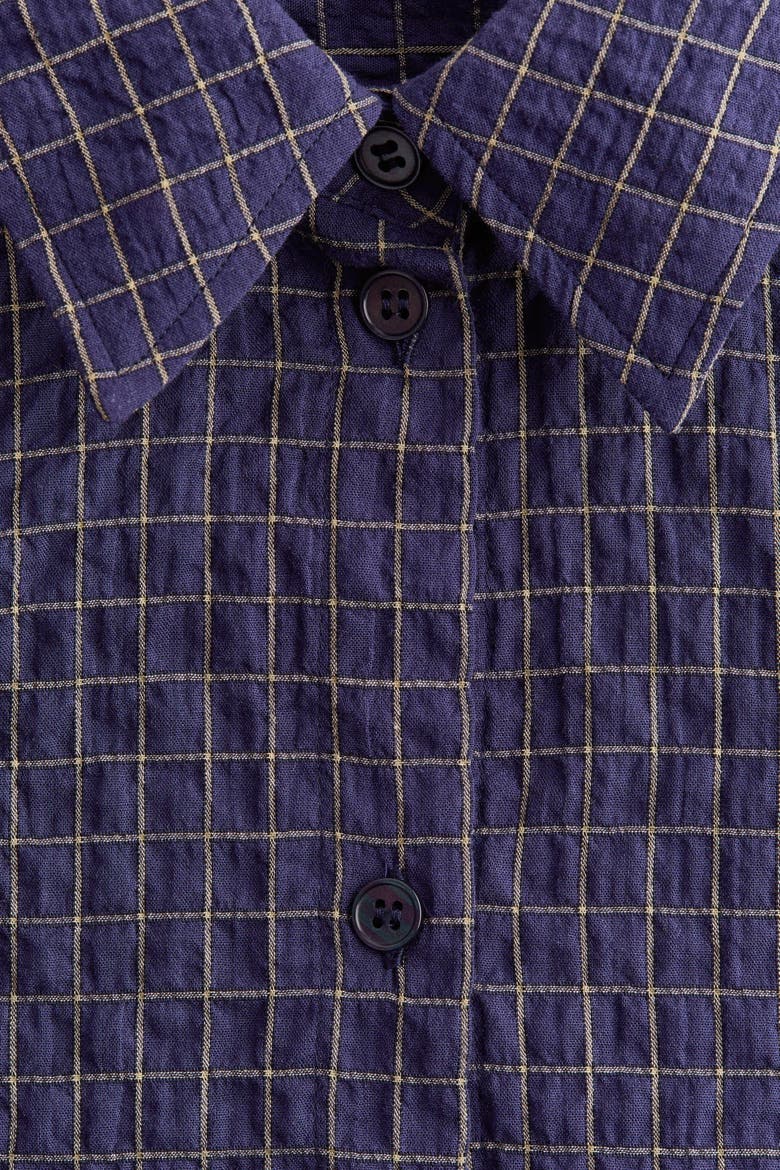 Seersucker Shirt With Scarf, Alternate, color, Dark blue/checked