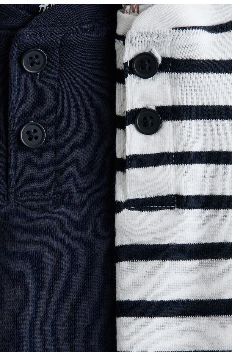 H&M 2-pack Henley T-shirts, Alternate, color, Navy Blue/Striped