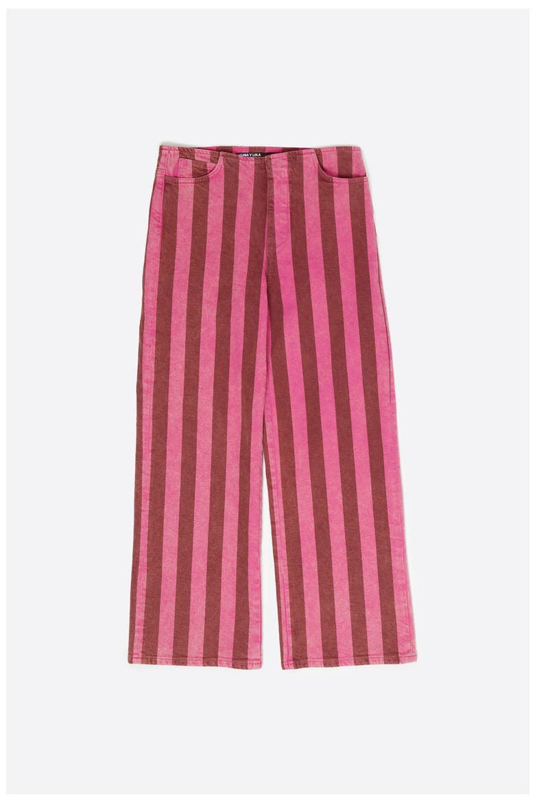 Low-Rise 5-Pocket -Striped Denim Trousers, Alternate, color, PINK