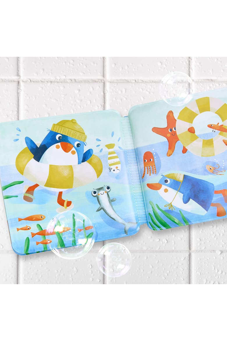Penguin Bath Book with Squeaker, Alternate, color, Blue Multi