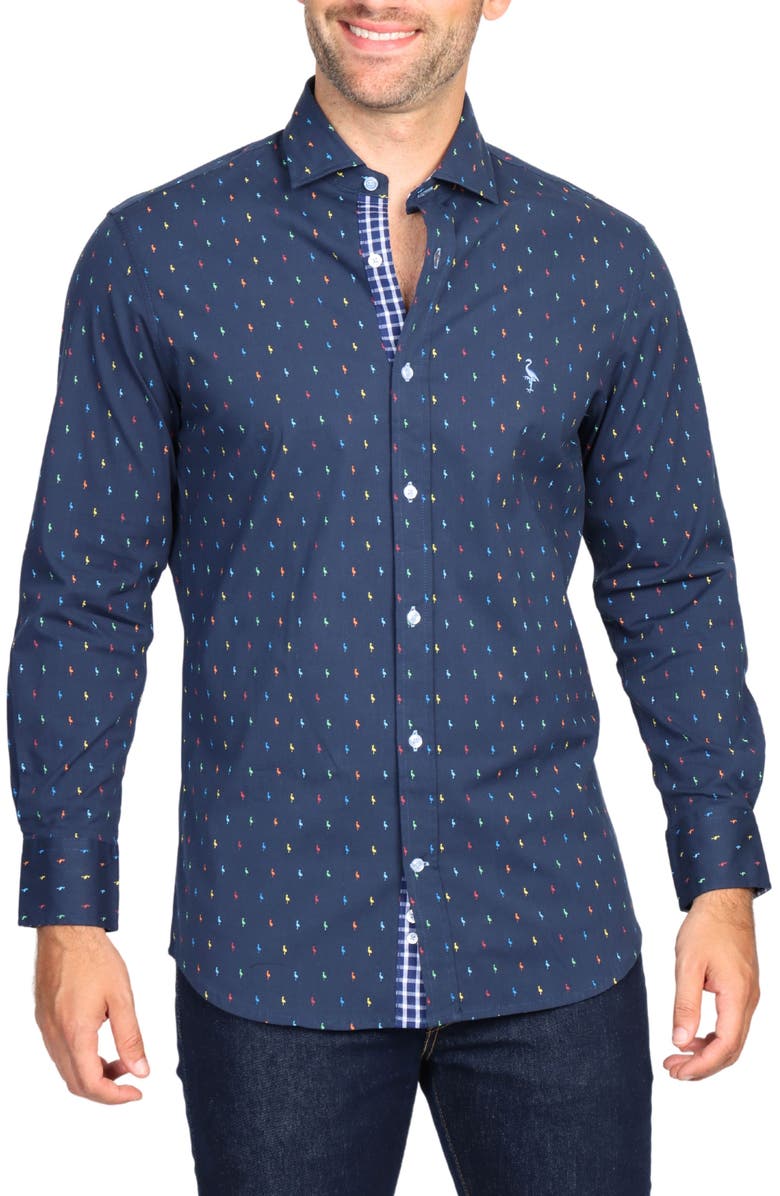 TailorByrd Byrd Print Long Sleeve Button-Down Shirt, Main, color, 
